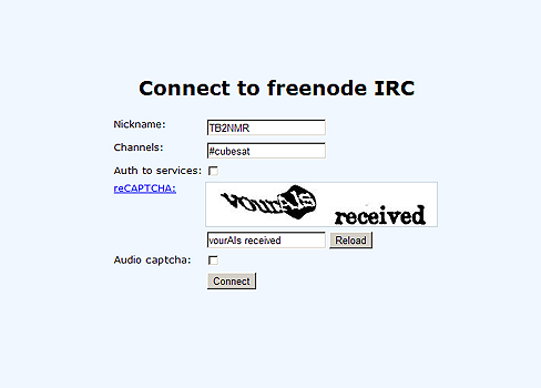 IRC Giriş ekranı.