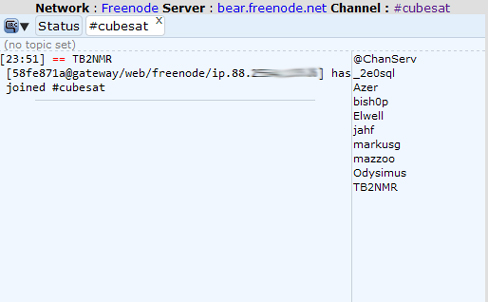 IRC görüşme ekranı.